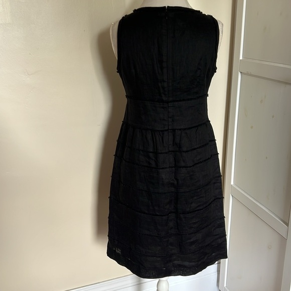Talbots Black Sheath Linen Dress V-Neck Sleeveless - Picture 6 of 10